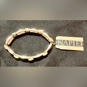 Napier Two-Tone Gold Silver Stretch Bracelet NWT Minimalist Industrial Punk Goth